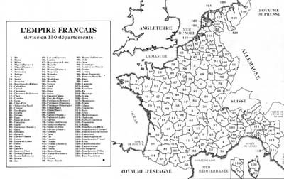 Map of the 130 departments of the French empire