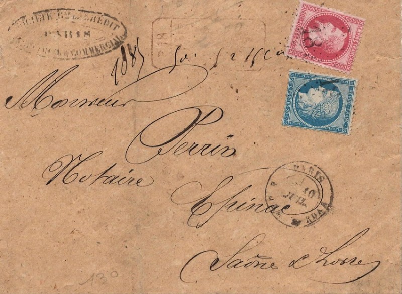 enveloppe timbrée de 1862,napoleon III non dentelé de 20 c.