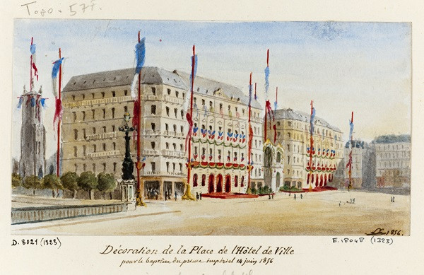 Décoration de la place de l’Hôtel de Ville pour le baptême du Prince Impérial, 14 juin 1856