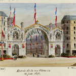 Décoration de l’entrée de la rue Victoria pour le baptême du Prince Impérial, 14 juin 1856